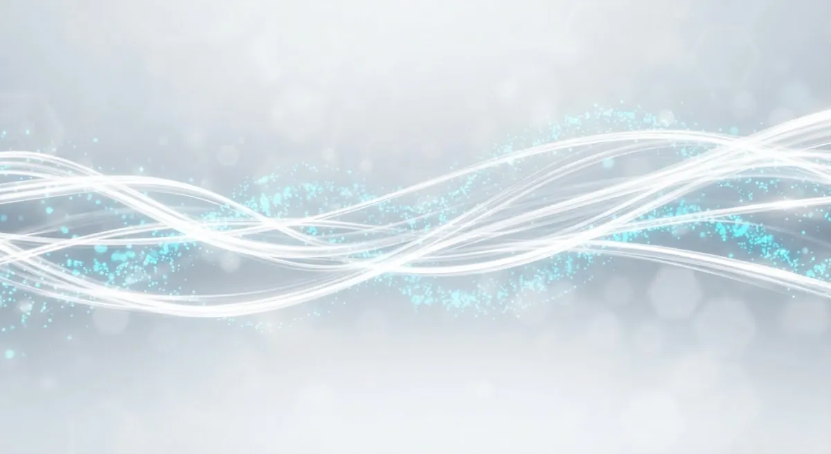 Abstract visualization of a high-speed data stream with cyan particles